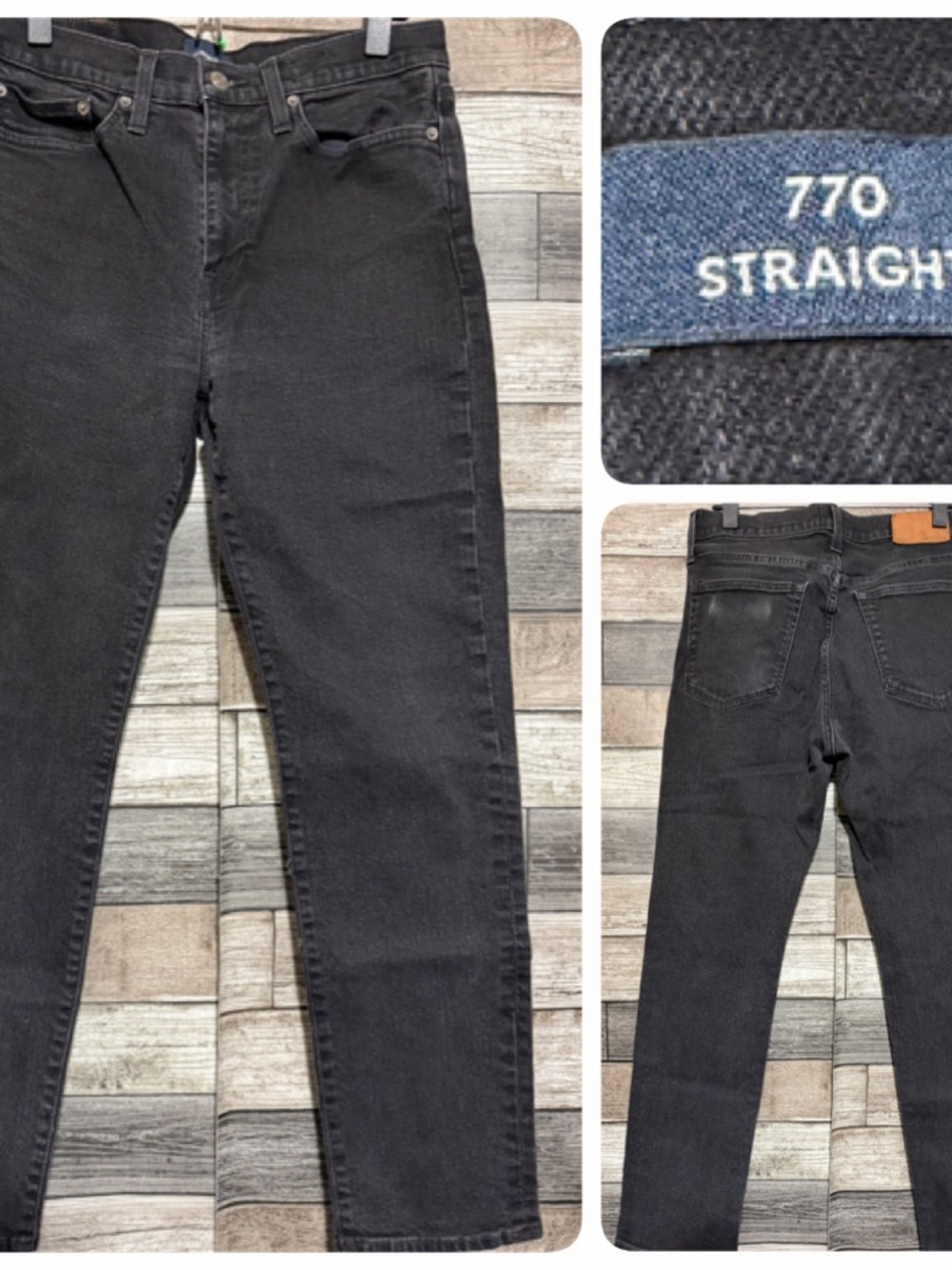 J.Crew 770 Straight Jeans Men’s 31x30 Black Denim Stretch